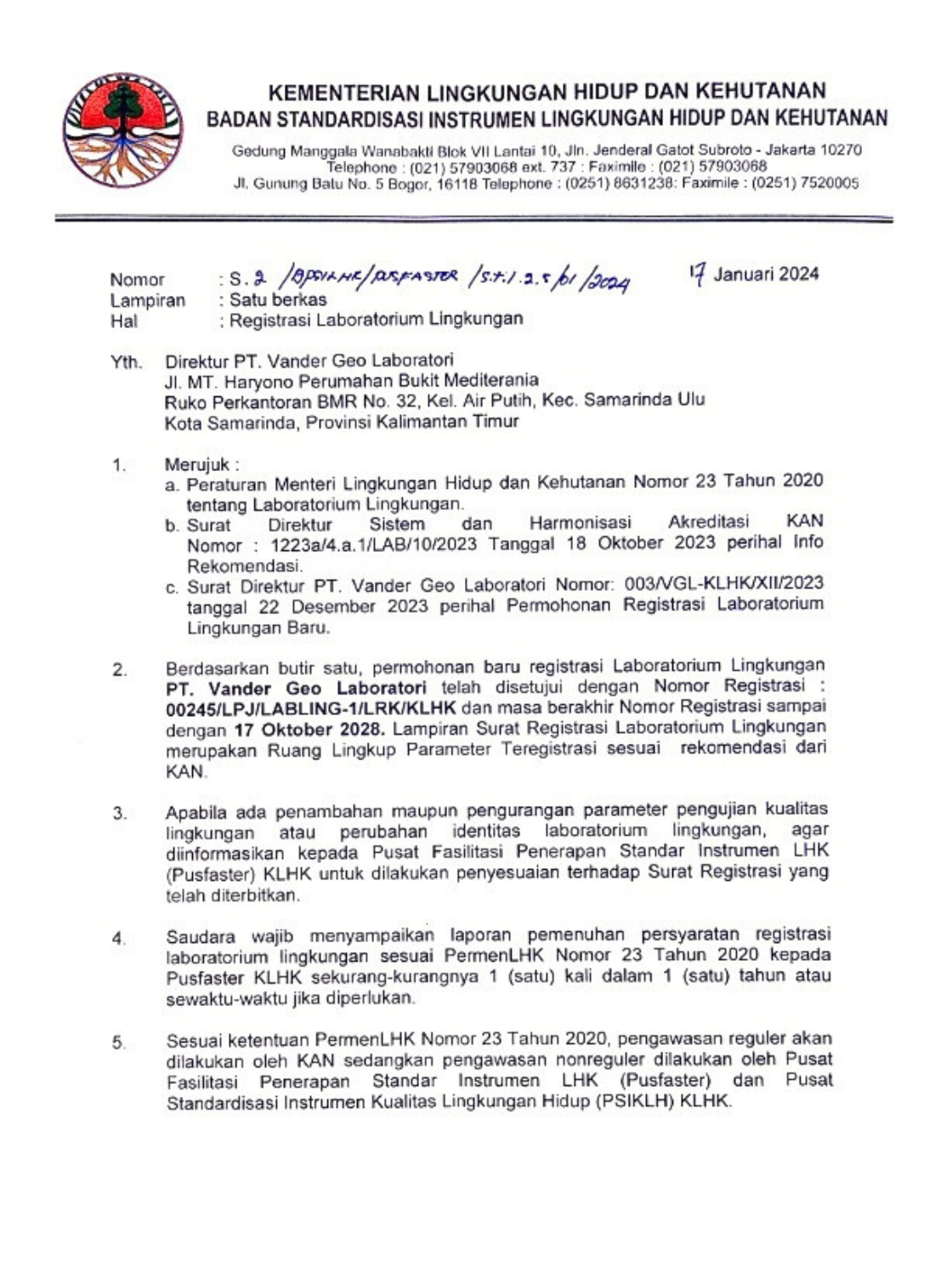 Sertifikat Laboratorium Lingkungan